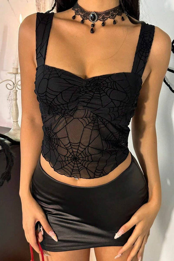 Spider Web Mesh Slim Fit Tank Top