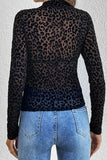 Black Mesh Leopard Print Long Sleeve