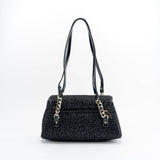 Velour Black Leopard Shoulder Bag
