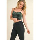 Green Velvet Bustier Cami Crop Top