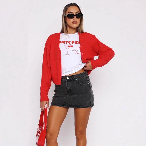 Black Denim Mini Skirt