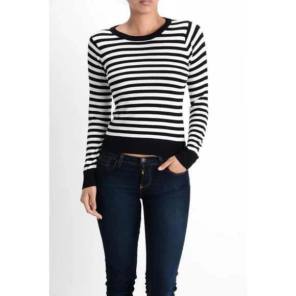 Striped Long Sleeve Pullover Sweater