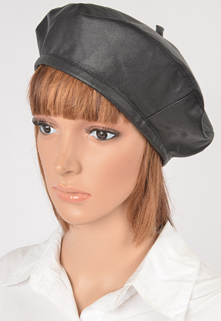 Faux Leather Berets - Black or Burgundy