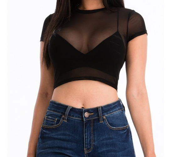 Sheer Black Mesh Crop Top