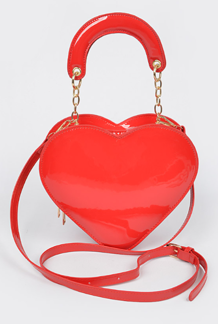 One Way or Another Red Glossy Heart Purse