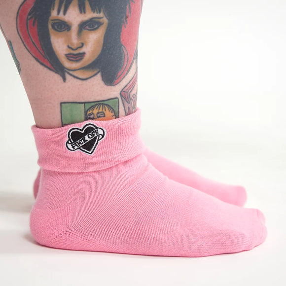 F*ck Off & Die Embroidered Pink Socks