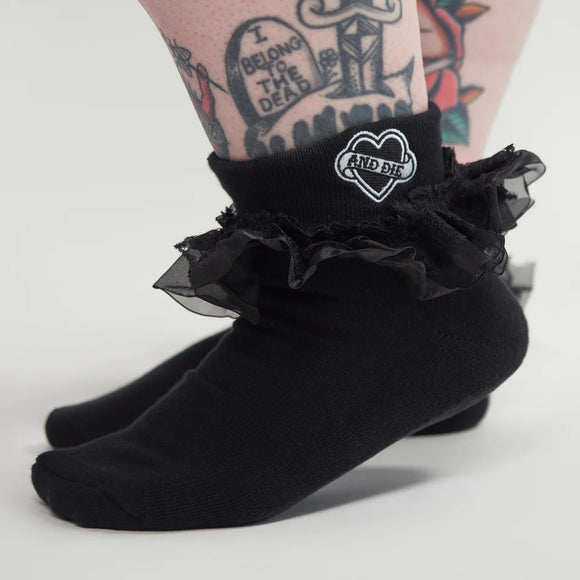 F*ck Off & Die Embroidered Ruffle Socks