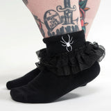 Spider Embroidered Ruffle Socks