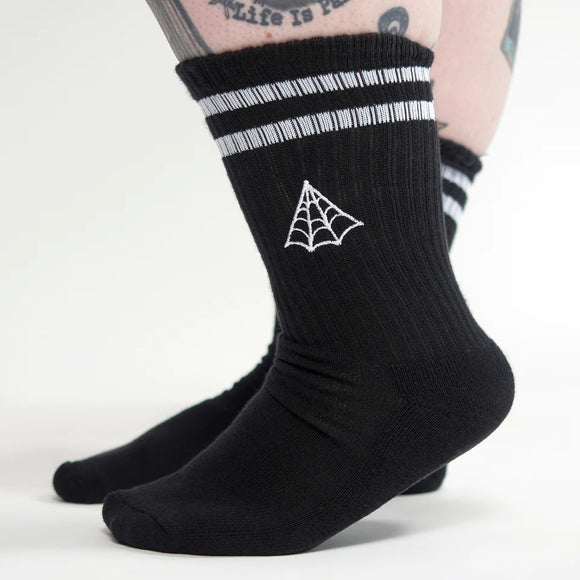 Spider Web Embroidered Athletic Socks