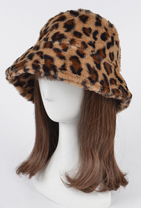 Fuzzy Leopard Bucket Hat