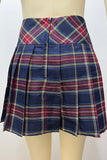 Navy Plaid Pleated Skirt