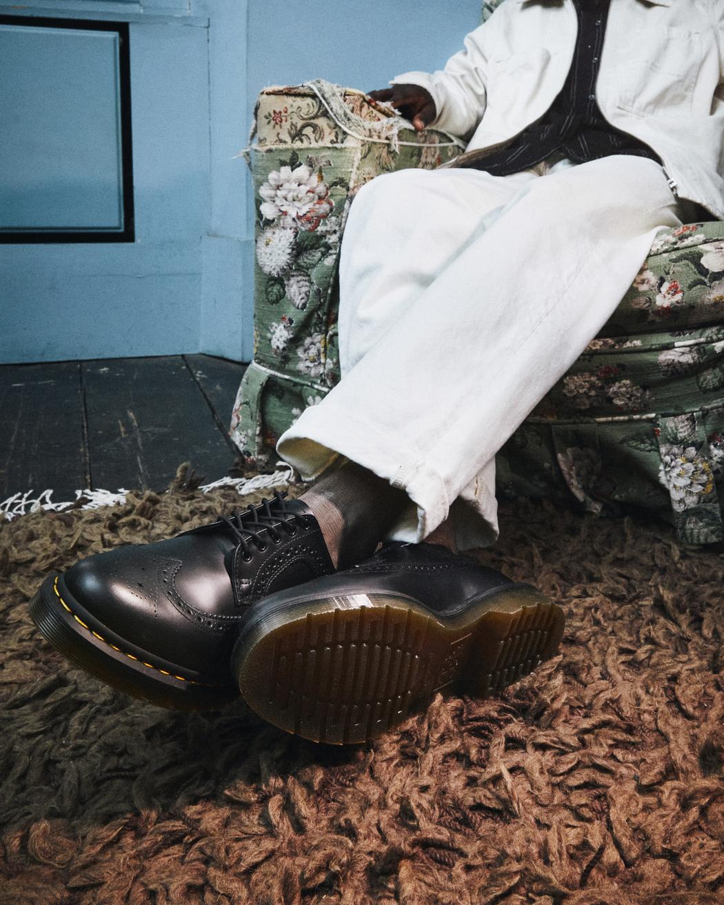 Dr. Martens ReWair | 3989 Yellow Stitch Smooth Leather Brogue Shoes