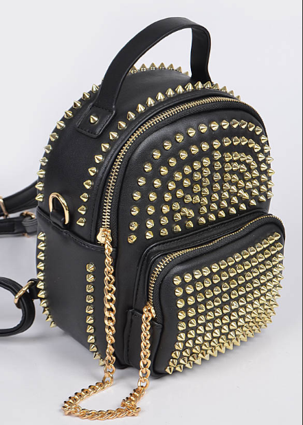 Studded Black Mini Convertible Backpack DeadRockers