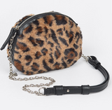 Fuzzy Leopard Print Crossbody Bag