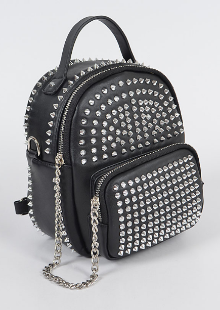 Studded Black Mini Convertible Backpack – DeadRockers