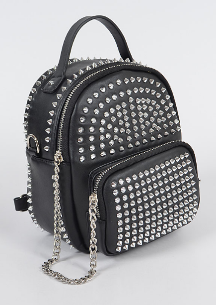 black mini convertible backpack Studded Black Mini Convertible Backpack – DeadRockers