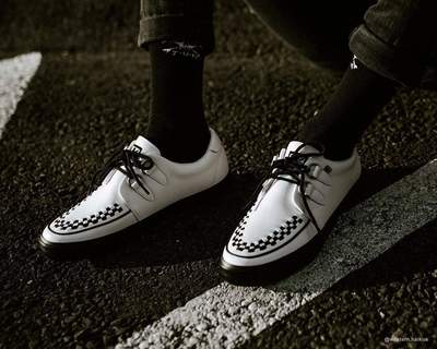 ontwerp Bestrating Sanders White Leather D-Ring VLK Creeper Sneaker – DeadRockers