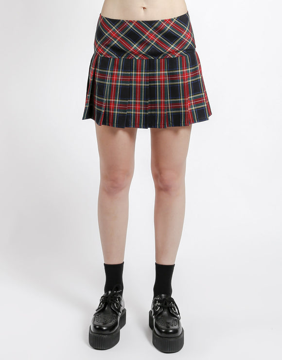 Black & Red Plaid Pleated Skirt