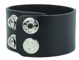 Plain Black Leather Wristband (Various Sizes)