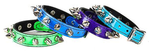 Spiked Single Row Patent Leather Wristband (Blue/Green/Purple)