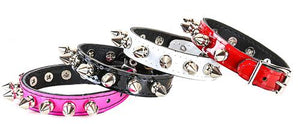 Spiked Single Row Patent Leather Wristband (Red/Pink/White/Black)