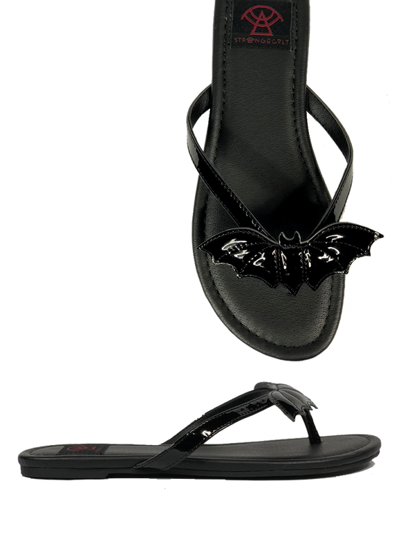 Betty Bat Sandal Shiny Patent Black