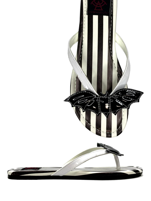 Betty Bat Black & White Striped Sandal