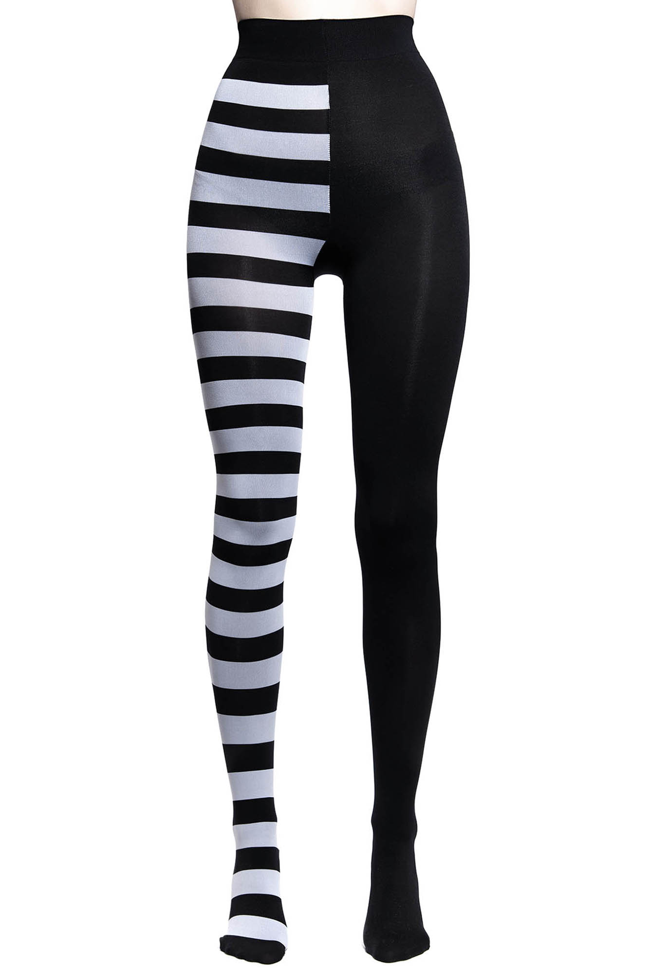 Black & White Striped Ella Tights – DeadRockers