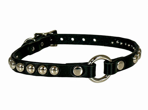 Queen of Noise Studded O-Ring Leather Choker