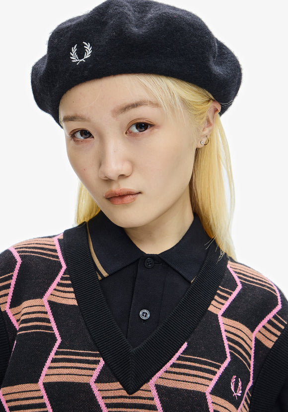 Fred Perry Black Wool Beret