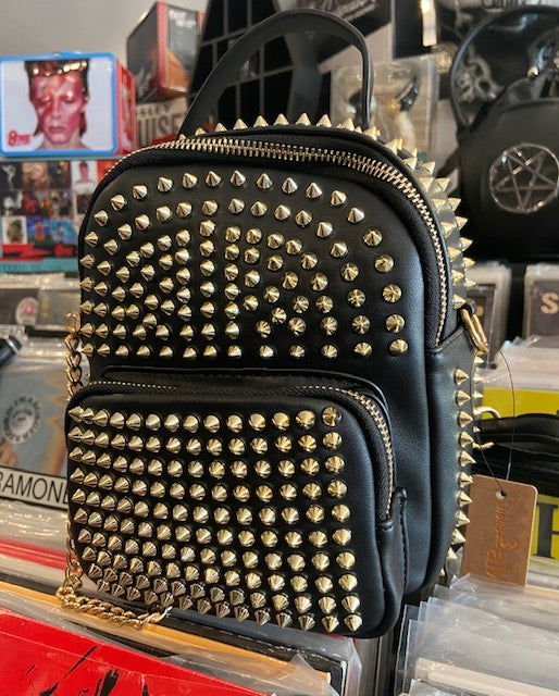black mini backpack spikes Studded Black Mini Convertible Backpack – DeadRockers