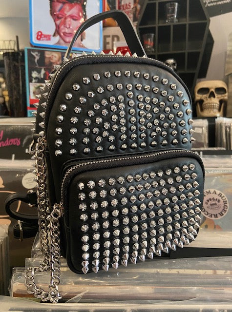 black studded mini backpack Studded Black Mini Convertible Backpack