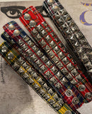 2 Row Plaid Pyramid Stud Wristband (Various Colors)