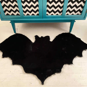 Furry Black Bat Rug