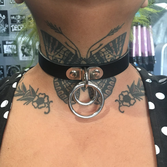 Double Ring Leather Choker