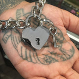 Silver Chain Heart Lock Necklace