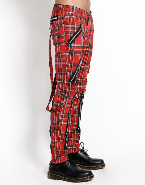 Classic Slim Leg Red Plaid Bondage Pants – DeadRockers