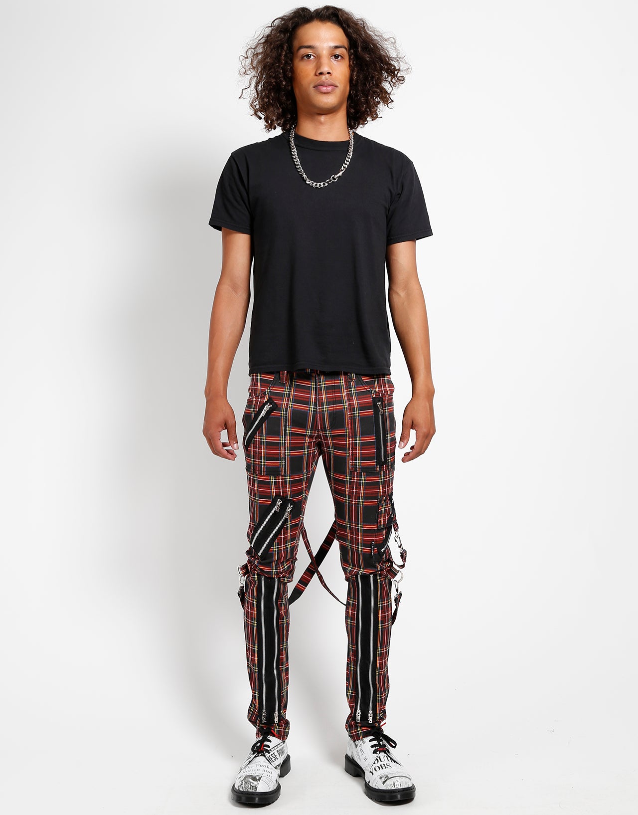 Classic Slim Black Plaid Bondage Pants – DeadRockers