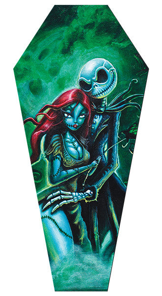 Jack & Sally Coffin Stretched Canvas - DeadRockers