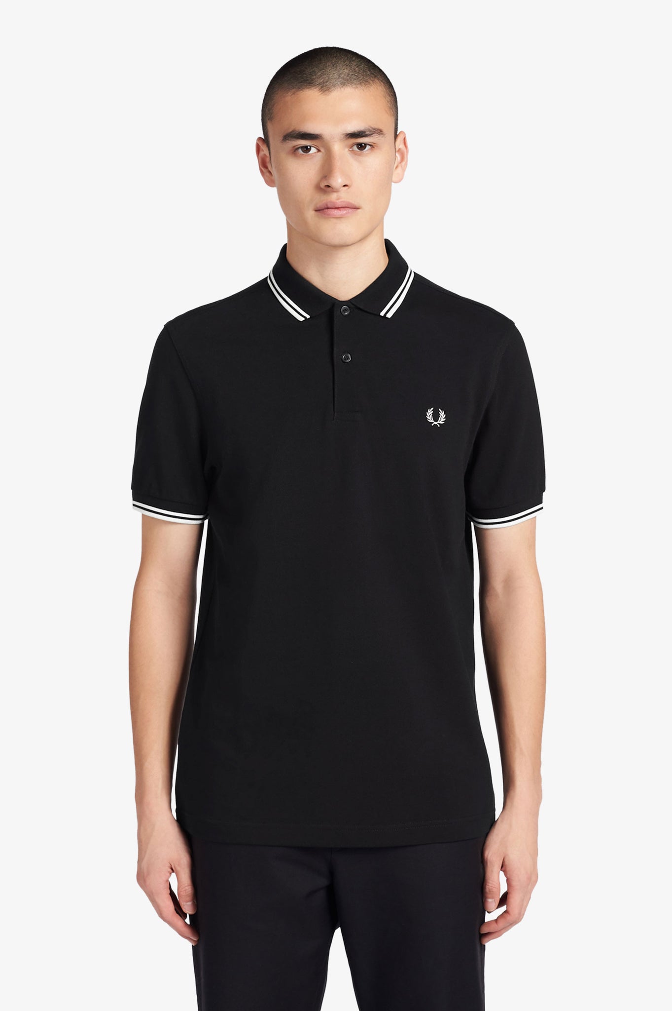 Fred Perry Twin Tipped Polo Black / White – DeadRockers