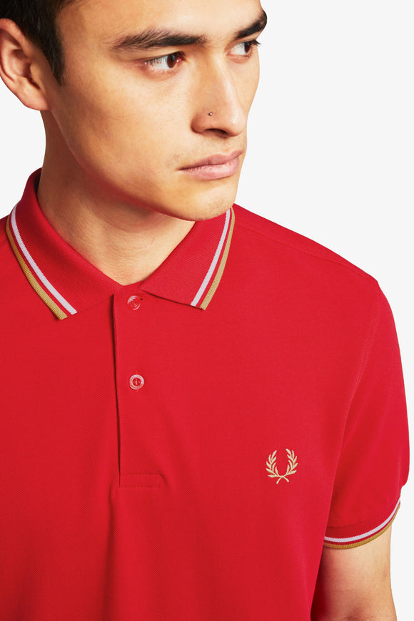 Fred Perry Polo Jester Red / White / Champagne (Only Small Left!)