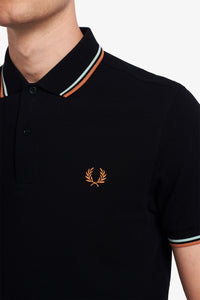 Fred Perry Polo Black / Light Blue / Clay