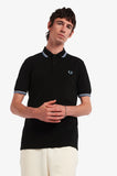 Fred Perry Twin Tipped Polo Black / White / Sky Blue