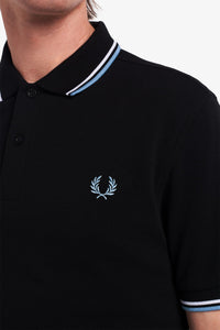Fred Perry Twin Tipped Polo Black / White / Sky Blue