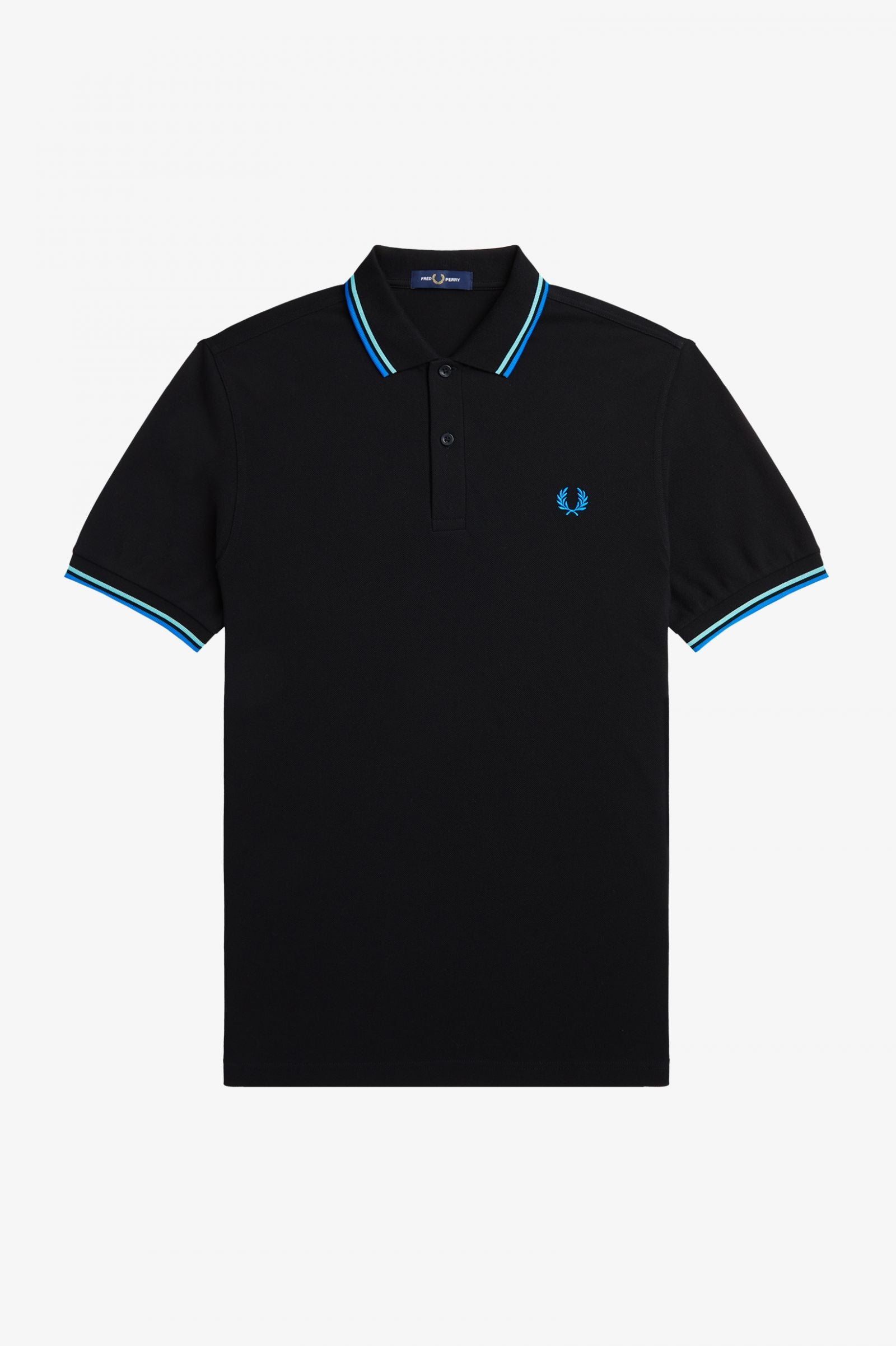 FRED PERRY ブラック&ネイビーポロシャツ　M3600 Fred Perry Polo Black / Wasabi / Vintage Sky – DeadRockers