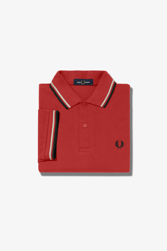 Fred Perry Polo Washed Red / Snow White / Black
