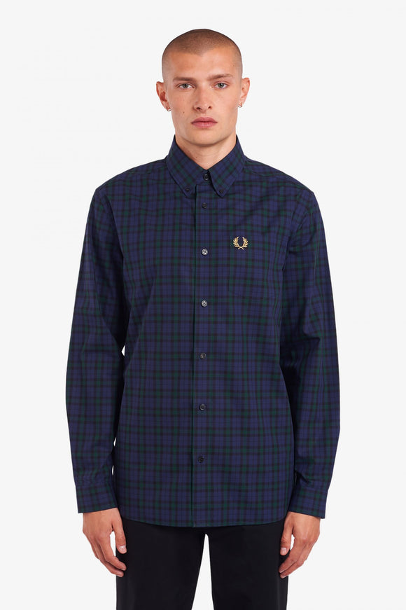 Fred Perry Winter Tartan Long Sleeve Carbon Blue
