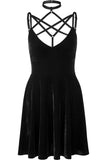 Magica Black Velvet Skater Dress