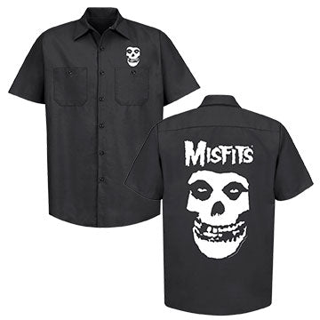 Misfits Fiend Skull Button Up Work Shirt