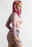 Nicole Fishnet Bodycon Dress Pastel Lilac